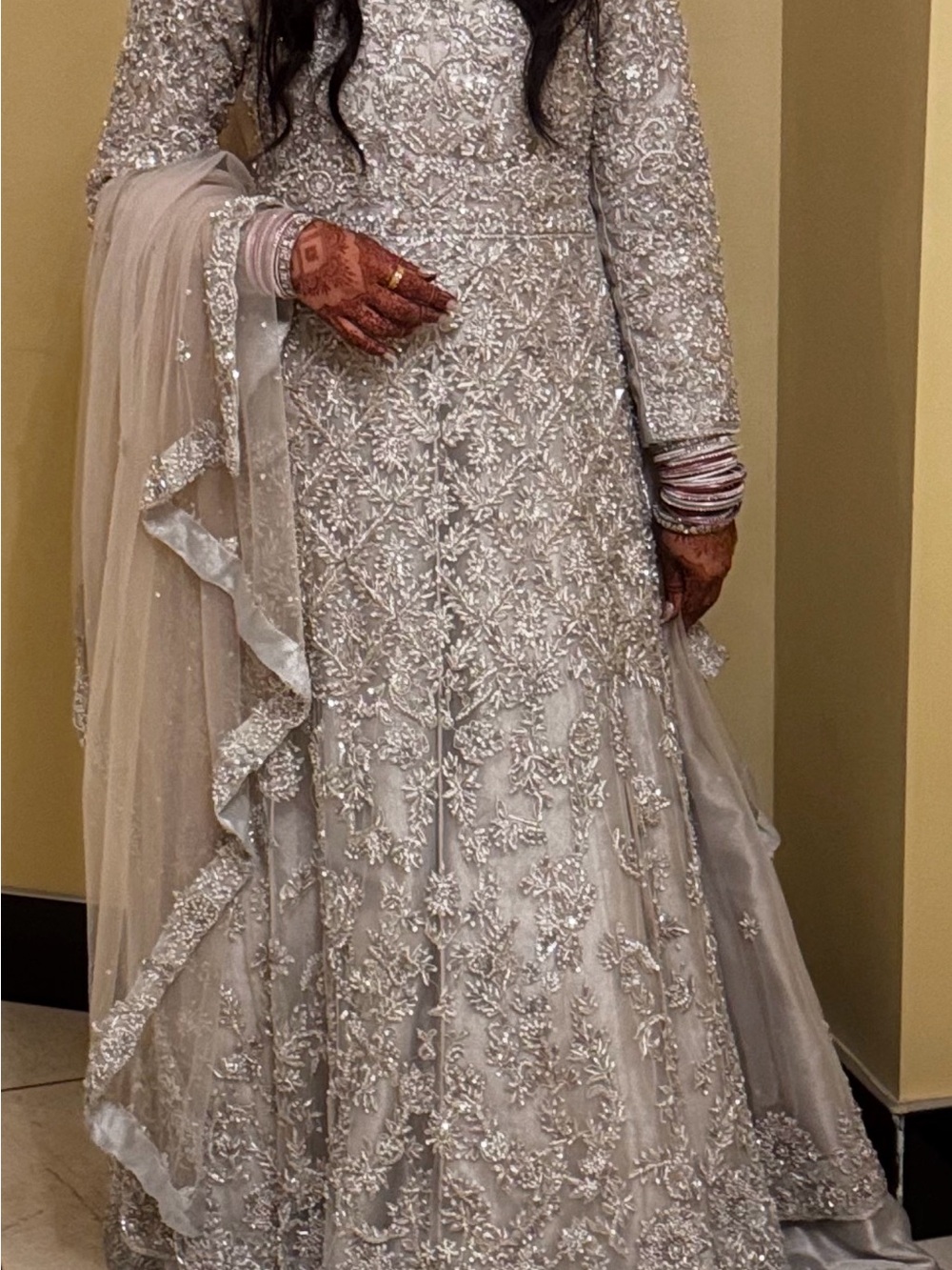 Embellished silver Bridal Pakistani/Indian valima /reception dress